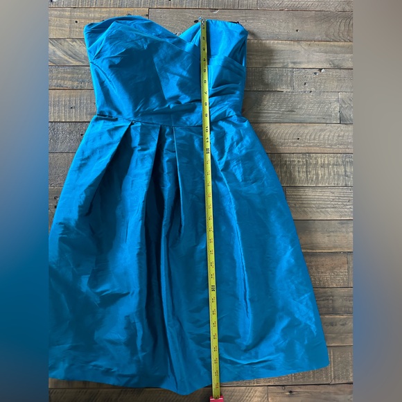 ALFRED SUNG Caspian Blue Strapless Cocktail Dress with Pockets Size 4 - Picture 3 of 6